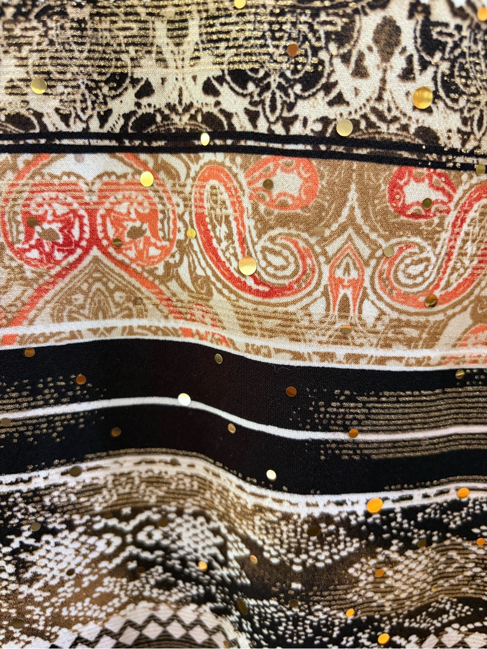 JM Collection | Black Metallic Paisley Keyhole Top - Picture 4 of 9